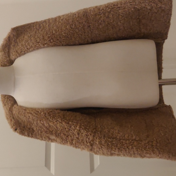 New! Bisou Bisou Tan Faux Shearling Coat - Picture 5 of 8